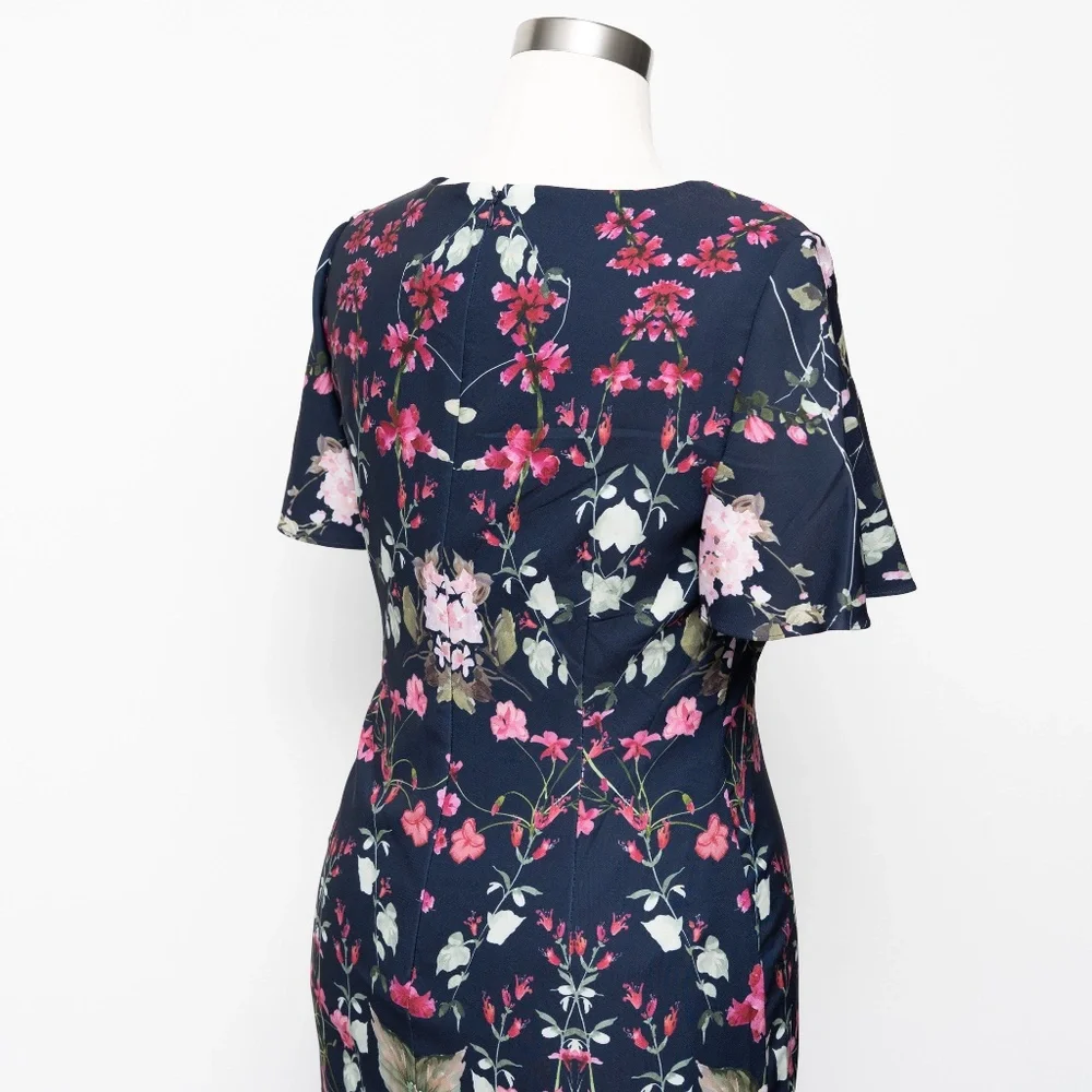 Adrianna‎ Papell -  Floral Crepe Sheath Dress